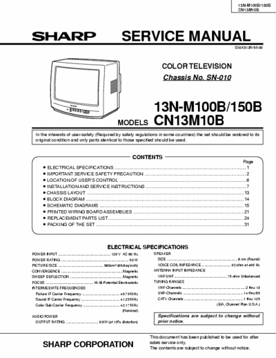 SHARP 13N-M100 S.M.